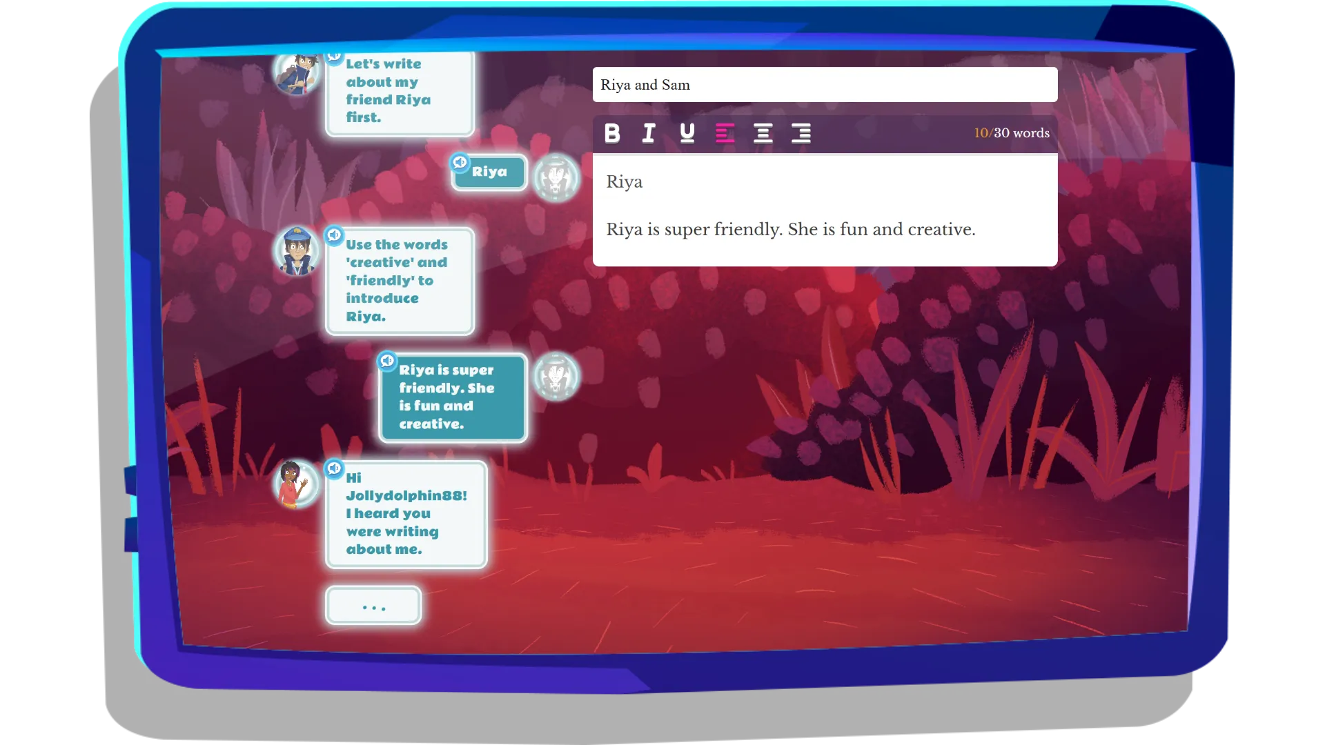 A TV lesson writing activity