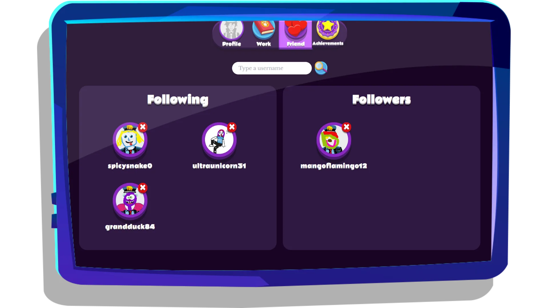 Followers and followed accounts