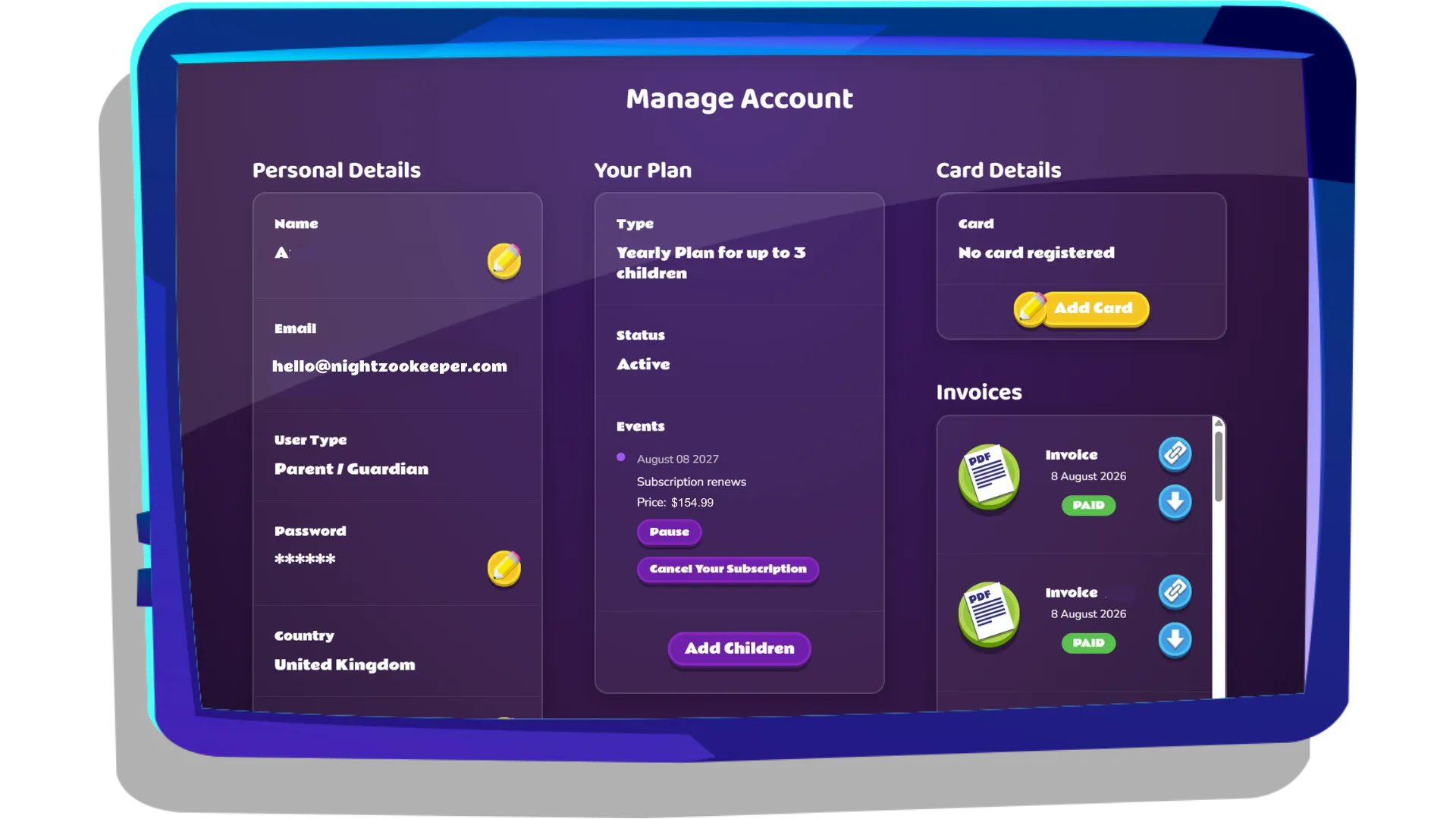Manage Account